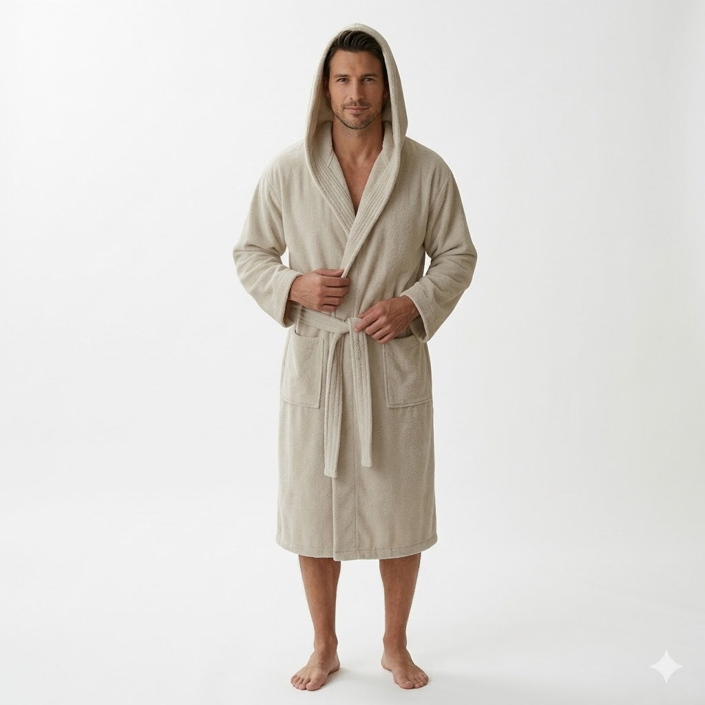 Памучен халат с качулка CLASSIC