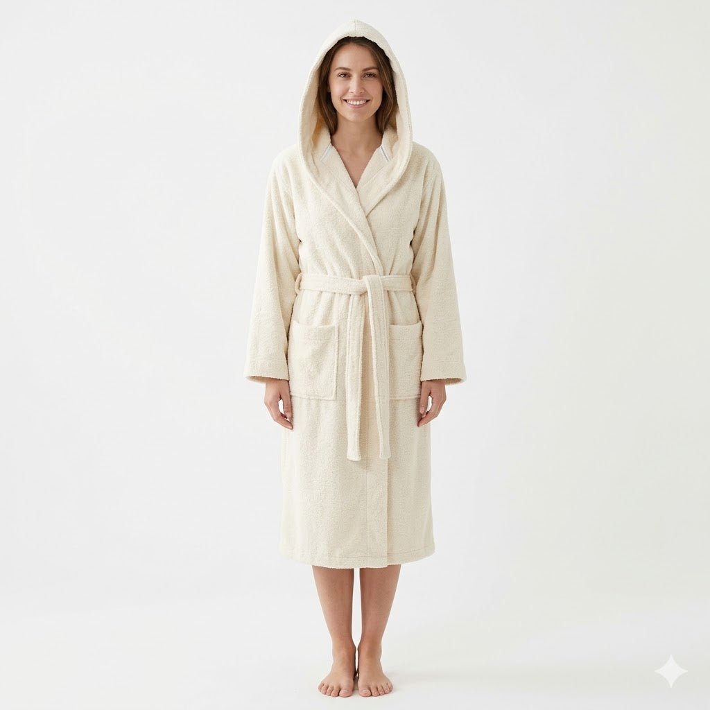 Памучен халат с качулка CLASSIC