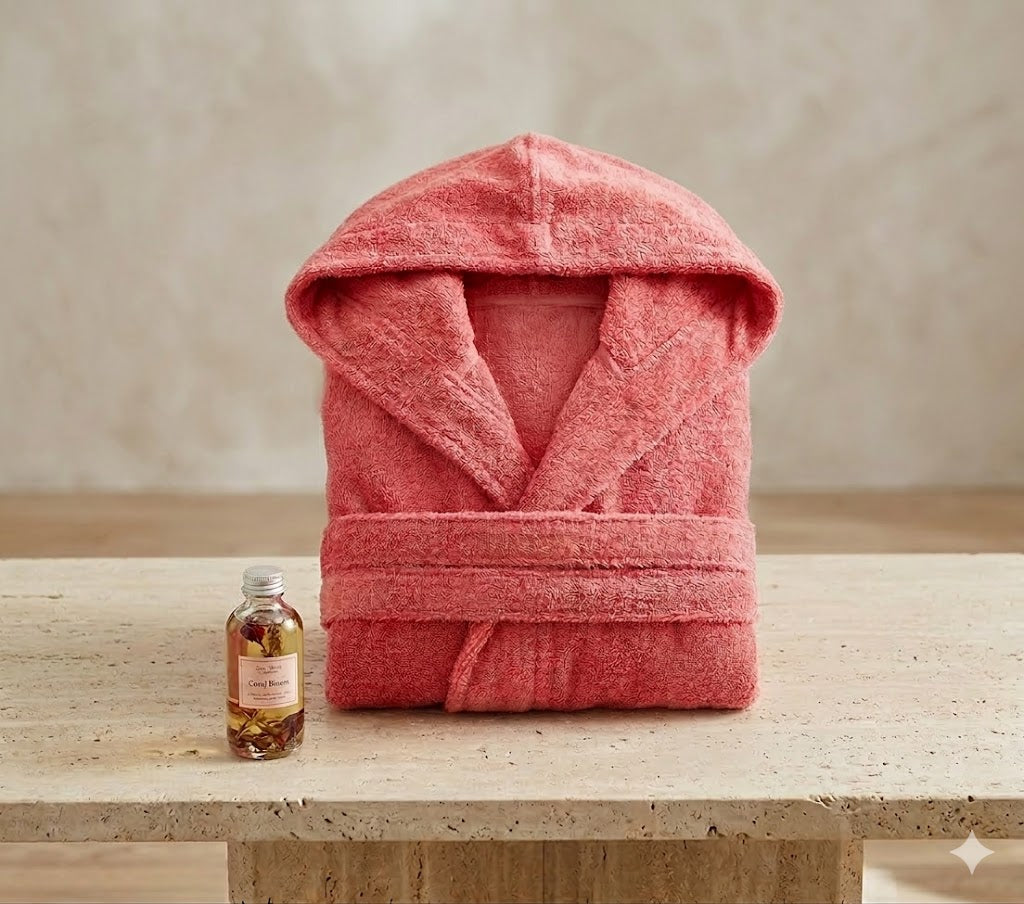 Памучен халат с качулка CLASSIC