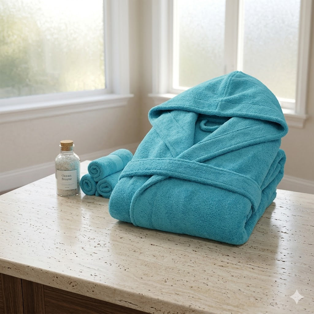 Памучен халат с качулка CLASSIC